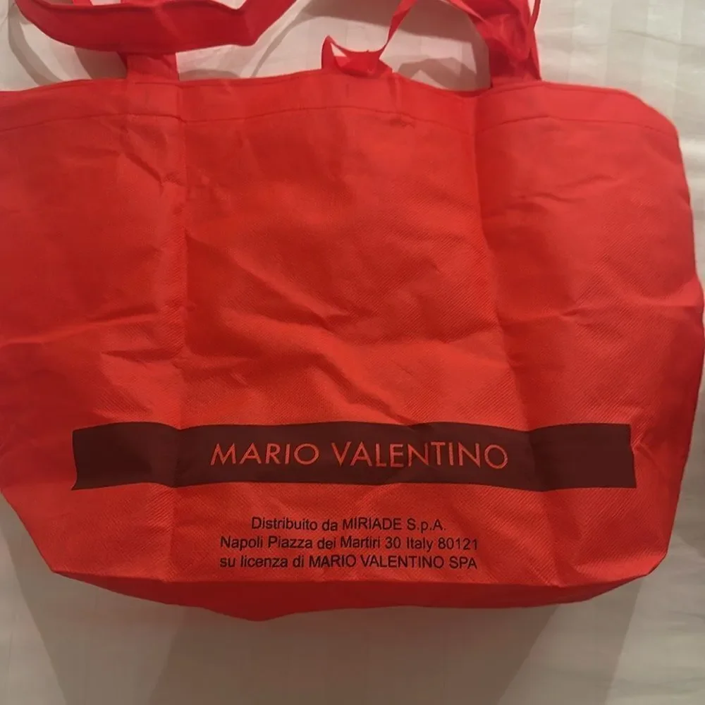 Mario Valentino Cherry Red Gold Tone Privilege Flap Chain Strap Purse